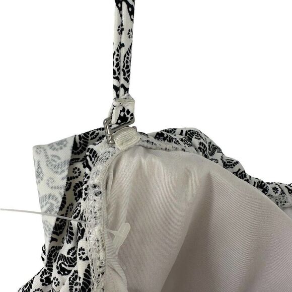 LOFT Swimsuit One Piece Size 6 Ruffle Front Halter Seahorse White And Black NEW - Picture 10 of 11